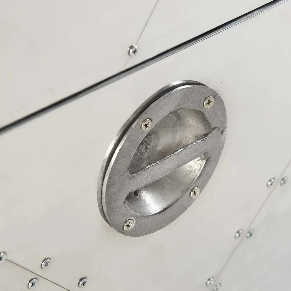 90x80 Design Kommode aus Massivholz & Alu - Pilot