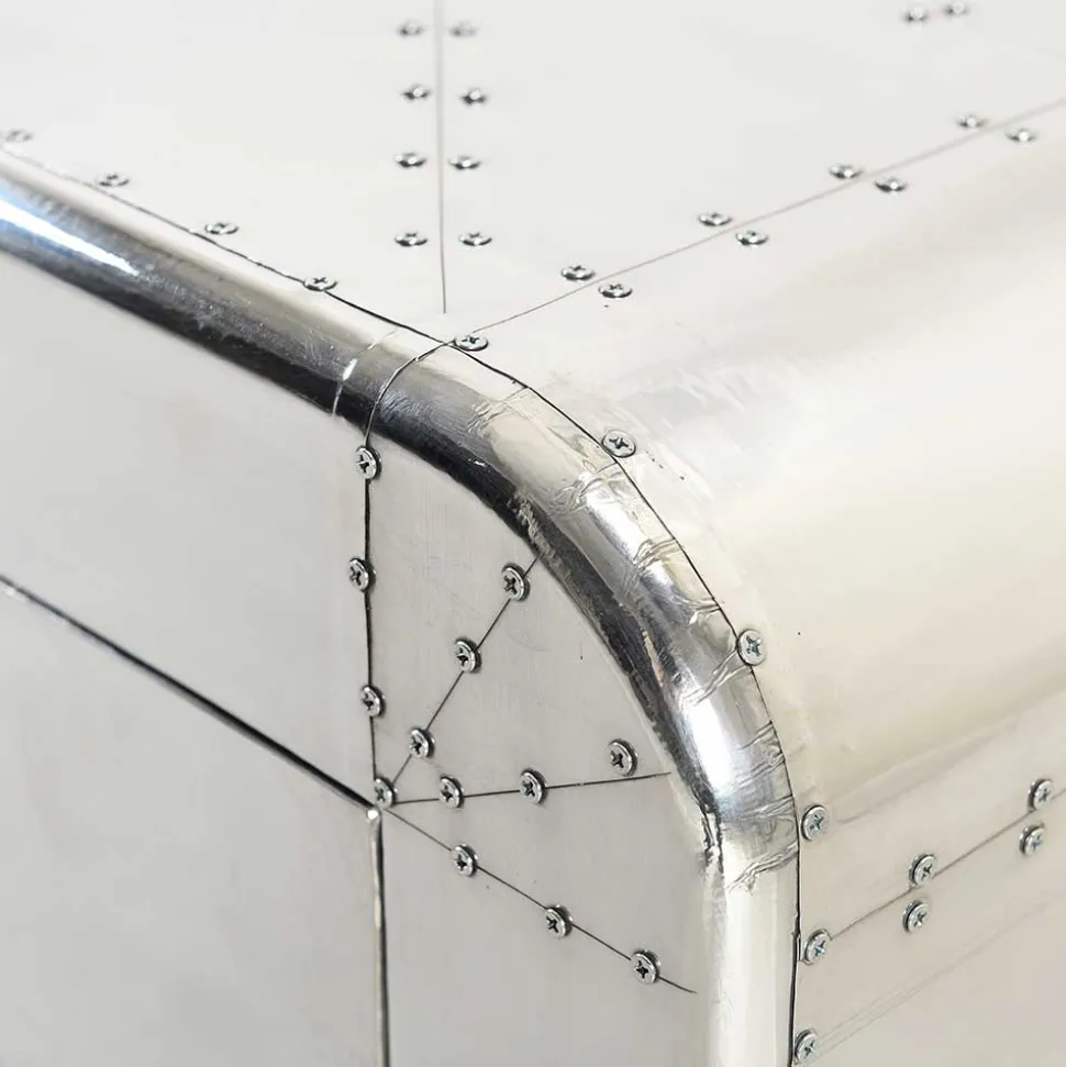 90x80 Design Kommode aus Massivholz & Alu - Pilot