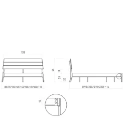 140x200 Designbett aus Wildeiche - Puwa