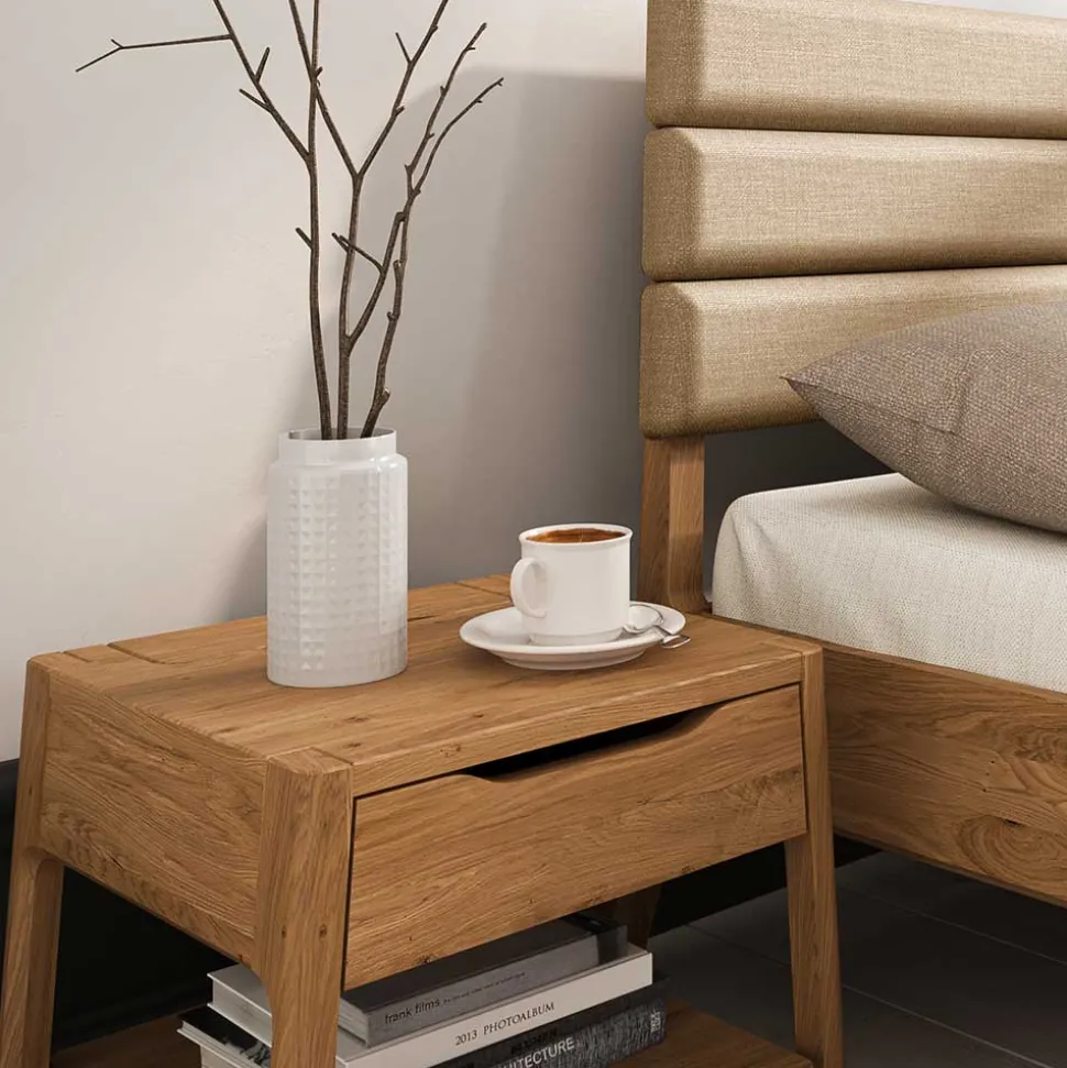 140x200 Designbett aus Wildeiche - Puwa