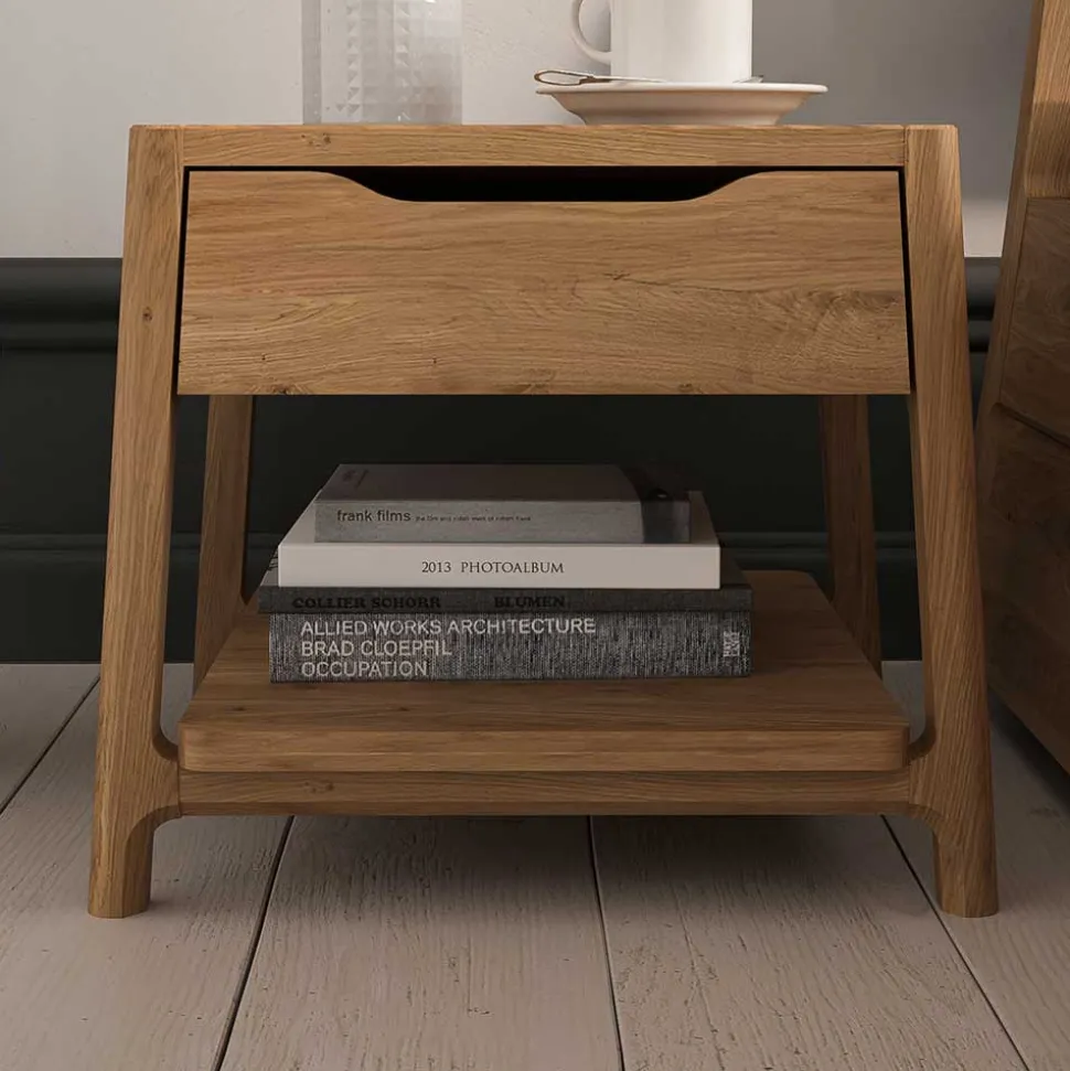 140x200 Designbett aus Wildeiche - Puwa