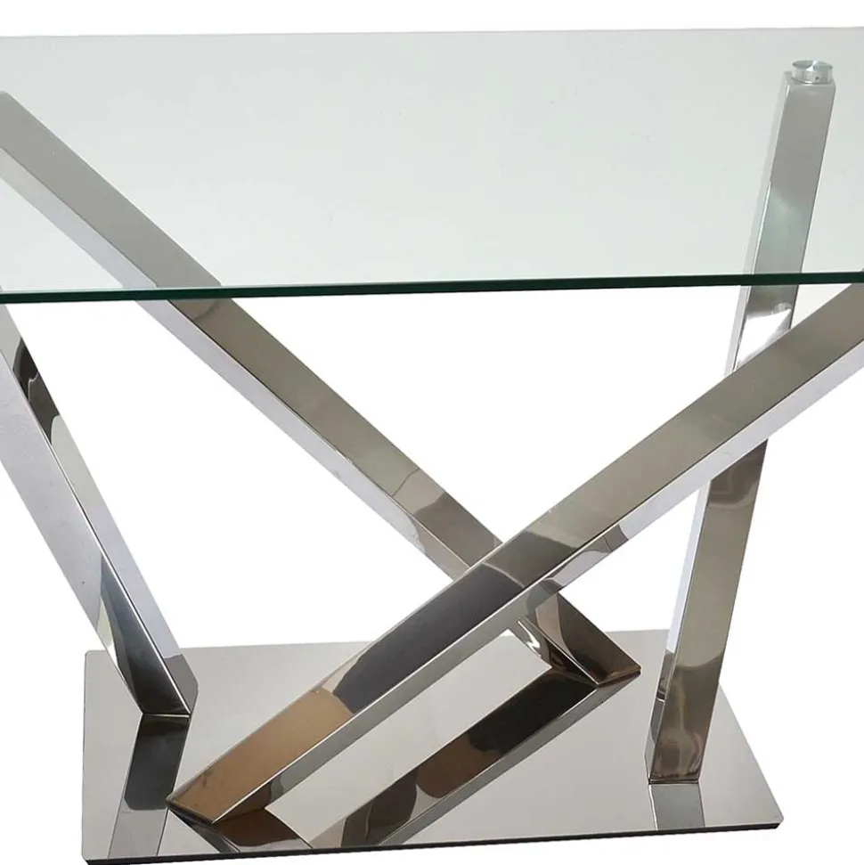 160x90 Esszimmer Glastisch mit Mikado Fußgestell - Tyres