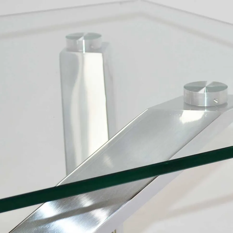 160x90 Esszimmer Glastisch mit Mikado Fußgestell - Tyres