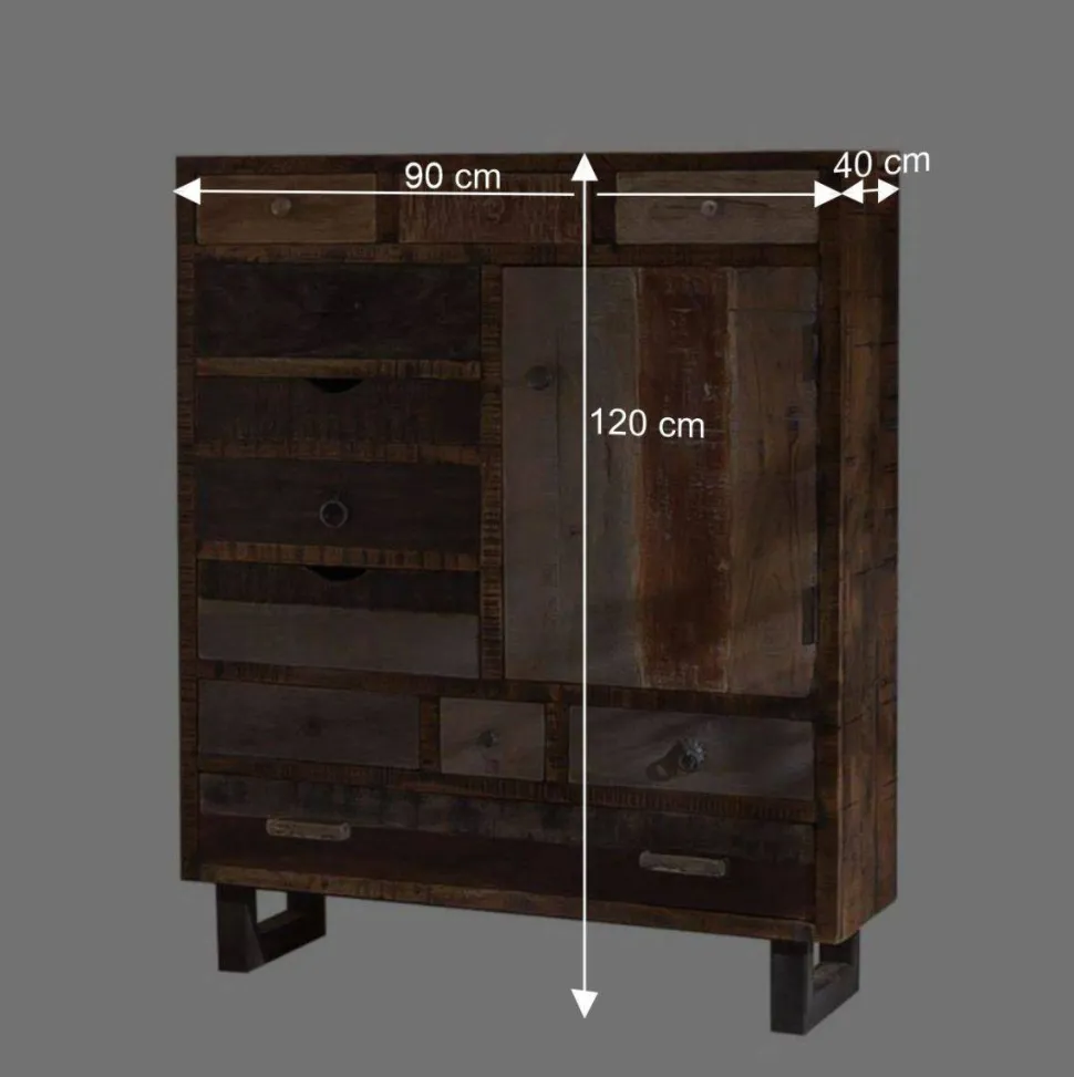 90x120 Highboard mit 11 Schubladen - Bahiro