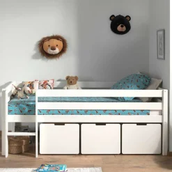 90x200 Hochbett in Weiß - 83 cm hoch - Renema