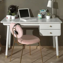 125x60 Jugend Schreibtisch in Weiß & Gold - Zimventa