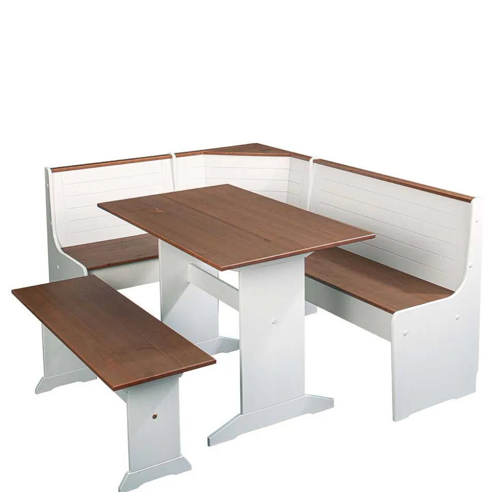 110x70 Küchentisch in Braun Kiefer & Weiß - Vatina