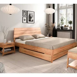 140x200 Kernbuchebett mit Kopfteil - Rosinna