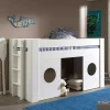 90x200 Kinder Hütten Hochbett in Weiß - Lapel