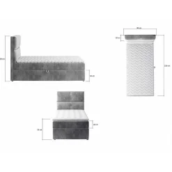 90x200 Komfortbett in Dunkelblau Samtbezug - Tom