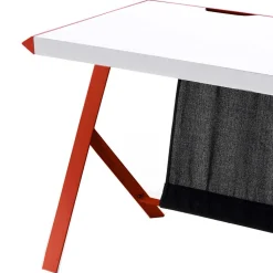 127x60 Schreibtisch in Weiß mit Rot - Kastawa