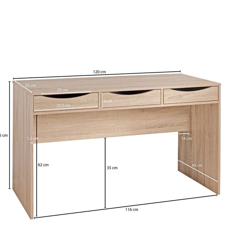 120x55 Schreibtisch mit drei Schubladen - Beguine