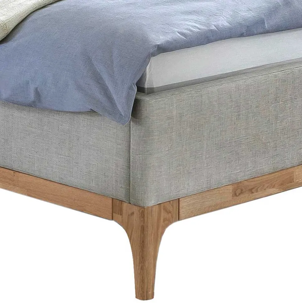 140x200 Stoffbett in Grau mit Holz - Palmiro