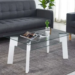 110x60 Wohnzimmer Glastisch mit Ablage - Masuca