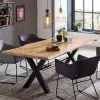 X-Fuß Designtisch mit Holz Platte mit Naturkante - Liyadiro