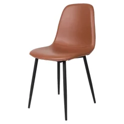 X-Fuß Esszimmertisch & Kunstlederstühle Braun - Gyrineva (fünfteilig)