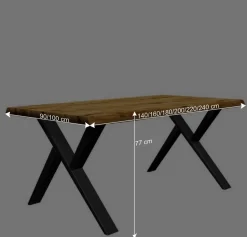 X-Fuß Esszimmertisch aus Eiche massiv - Trapper