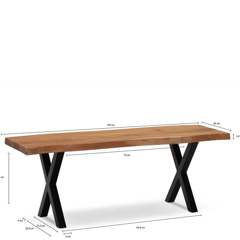 X-Fuß Garderobenbank mit Baumkante - Nariosca