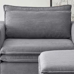 XL Sessel mit Hocker in Anthrazit - Ruffos (zweiteilig)