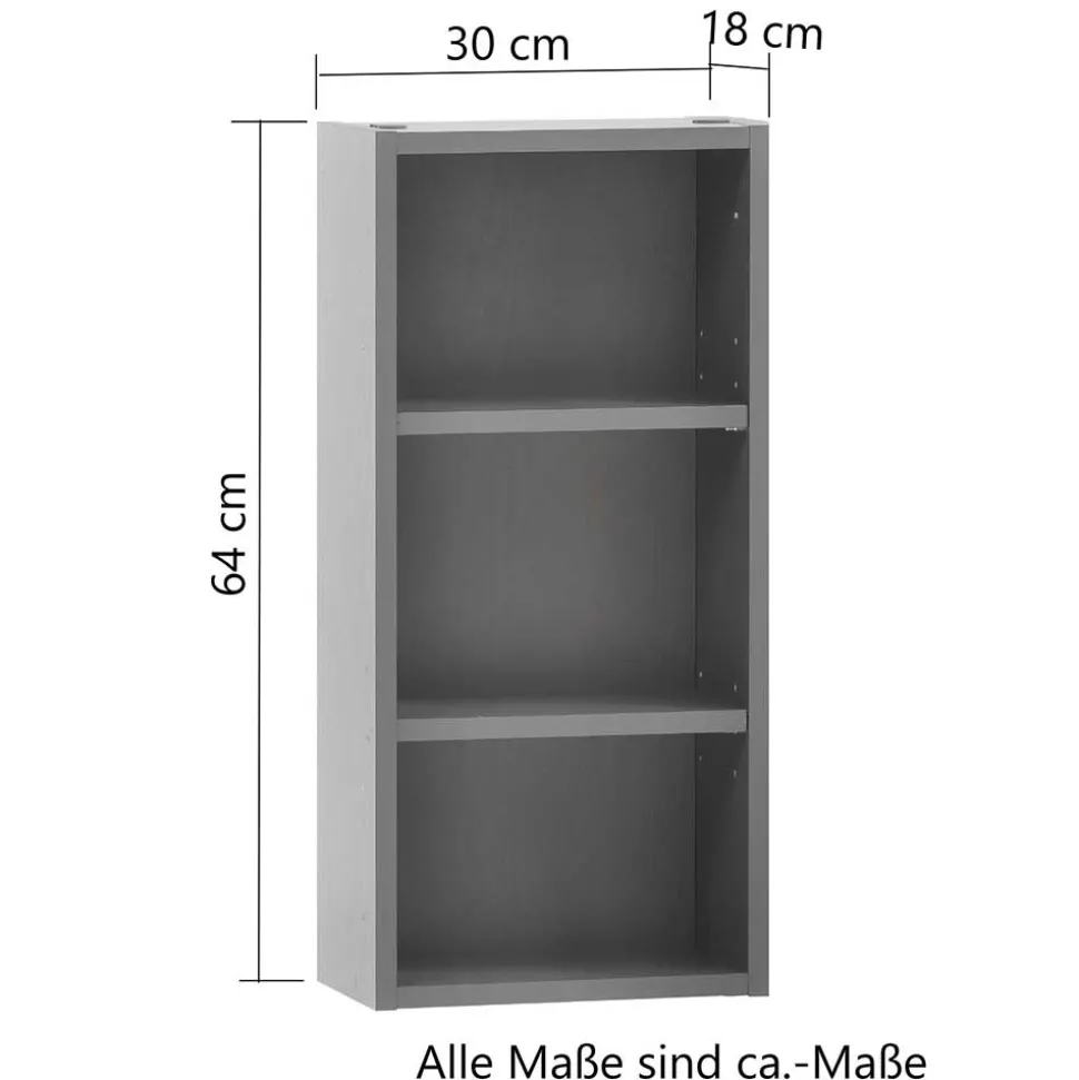 30x64x18 3 Fächer Badregal in Dunkelgrau - Breznia