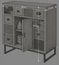 85x103x32 10 Schubladen Kommode Ethno - Antra