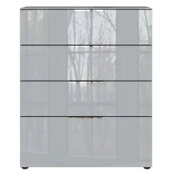 83x102x42 4 Schubladen Kommode mit Glas Front - Ruudy