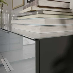 83x102x42 4 Schubladen Kommode mit Glas Front - Ruudy