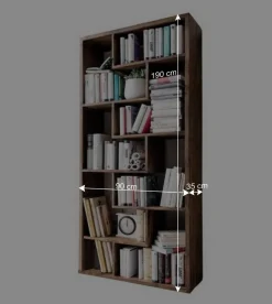 90x190x35 Altholz Regal mit acht Fächern - Bahiro