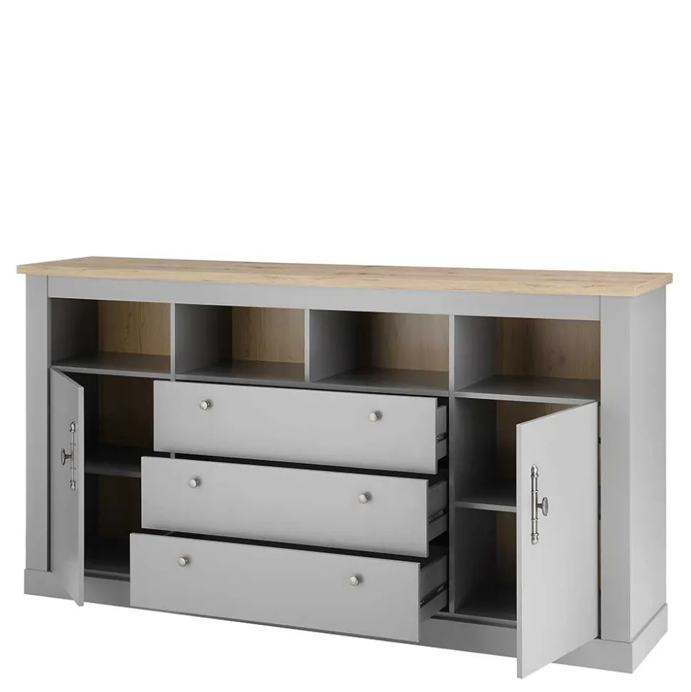 198x104x44 Anrichte in Lichtgrau & Eiche Optik - Buleta