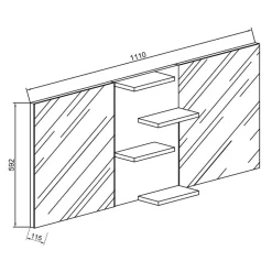 112x59x12 Bad Doppelspiegel mit Mittelregal - Cazryn