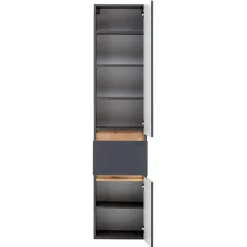 40x185x35 Bad Hochschrank in Grau mit Wildeiche - Agiruan