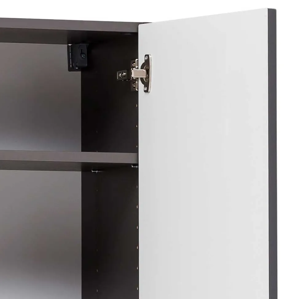 40x185x35 Bad Hochschrank in Grau mit Wildeiche - Agiruan