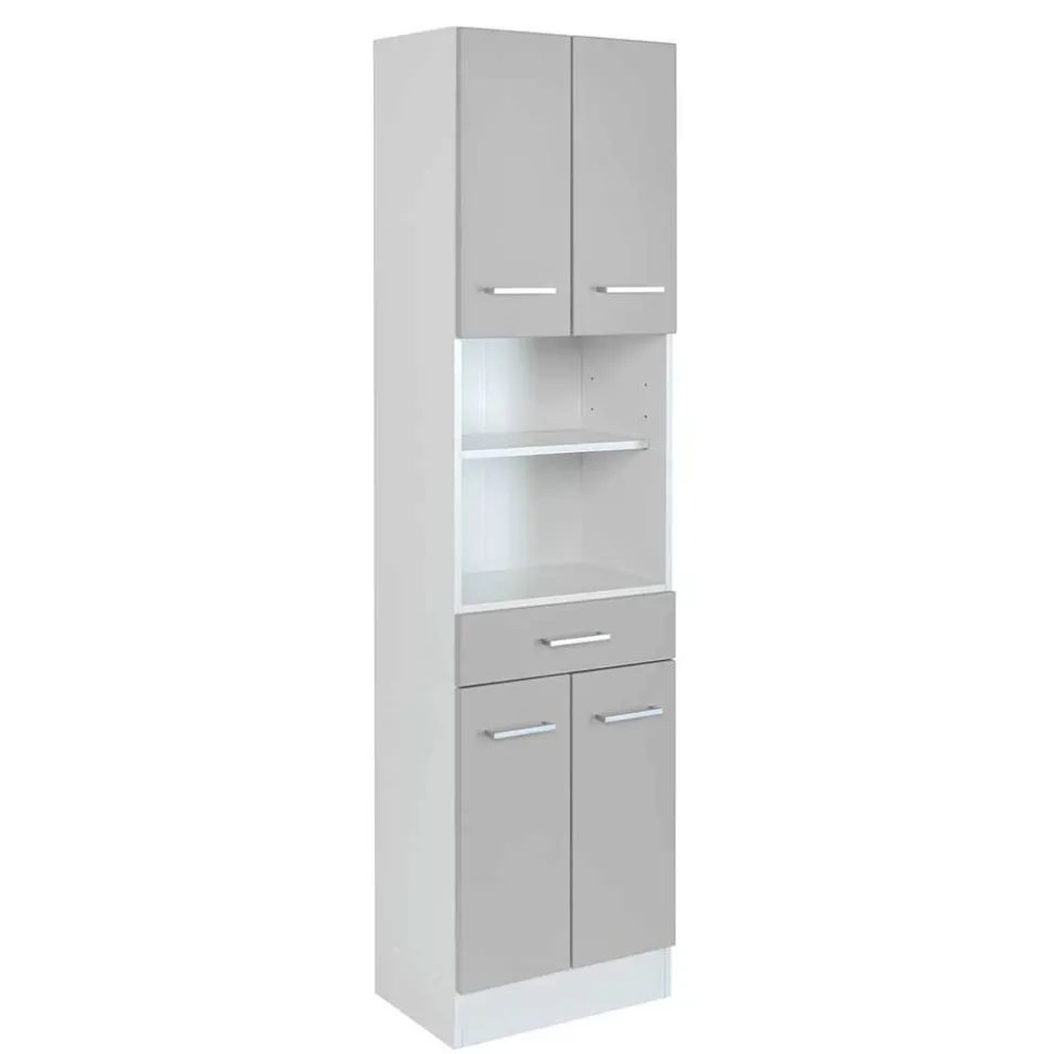 50x190x35 Bad Hochschrank in Hellgrau & Weiß - Girios