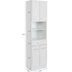 50x190x35 Bad Hochschrank in Hellgrau & Weiß - Girios