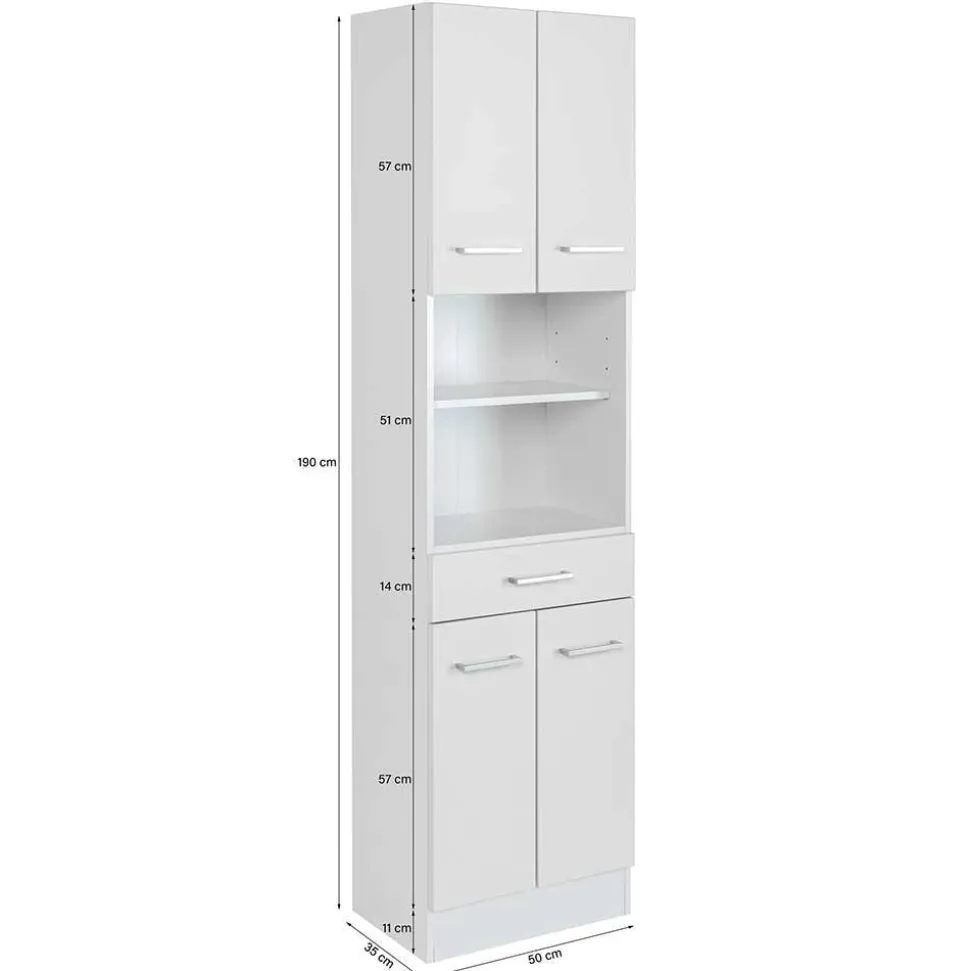50x190x35 Bad Hochschrank in Hellgrau & Weiß - Girios