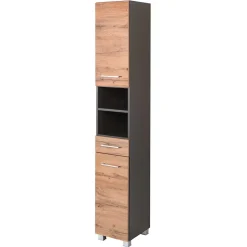 30x180x35 Bad Hochschrank mit Wildeiche Front - Ishes