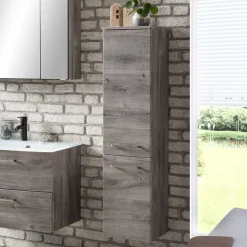 30x135x35 Bad Seitenschrank in Eiche Grau - Svegaria