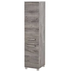 30x135x35 Bad Seitenschrank in Eiche Grau - Svegaria