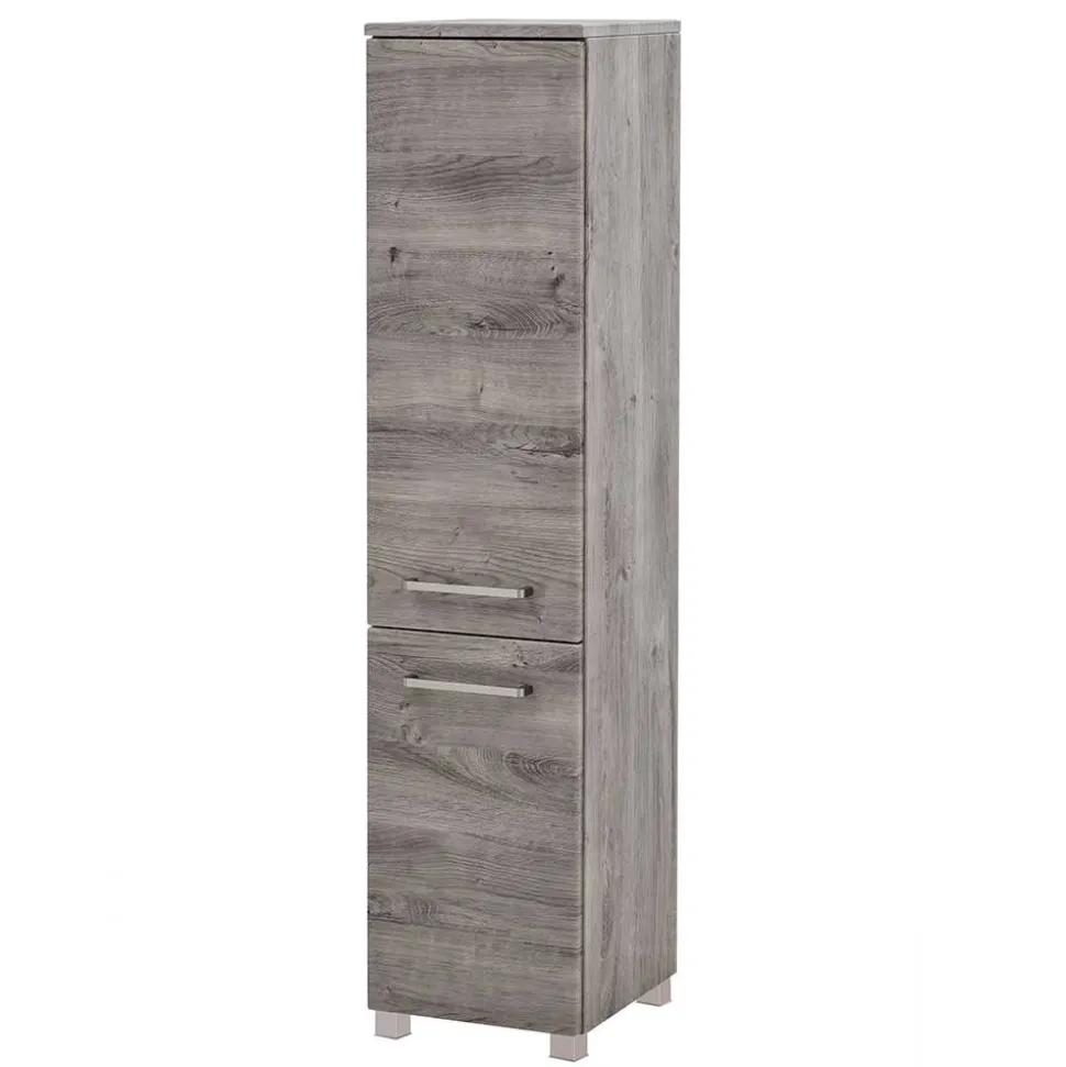 30x135x35 Bad Seitenschrank in Eiche Grau - Svegaria