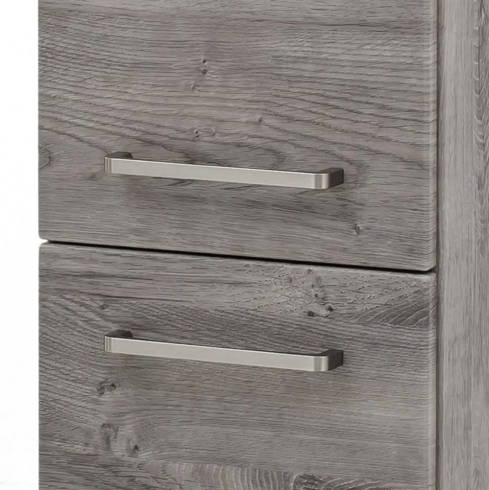 30x135x35 Bad Seitenschrank in Eiche Grau - Svegaria