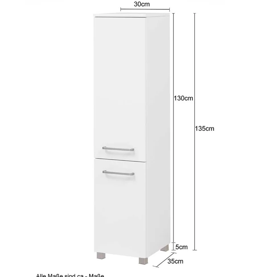 30x135x35 Bad Seitenschrank in Eiche Grau - Svegaria