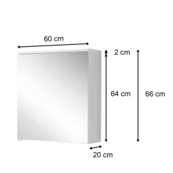 60x66x20 Bad Spiegelschrank mit einer Tür - Vohdan