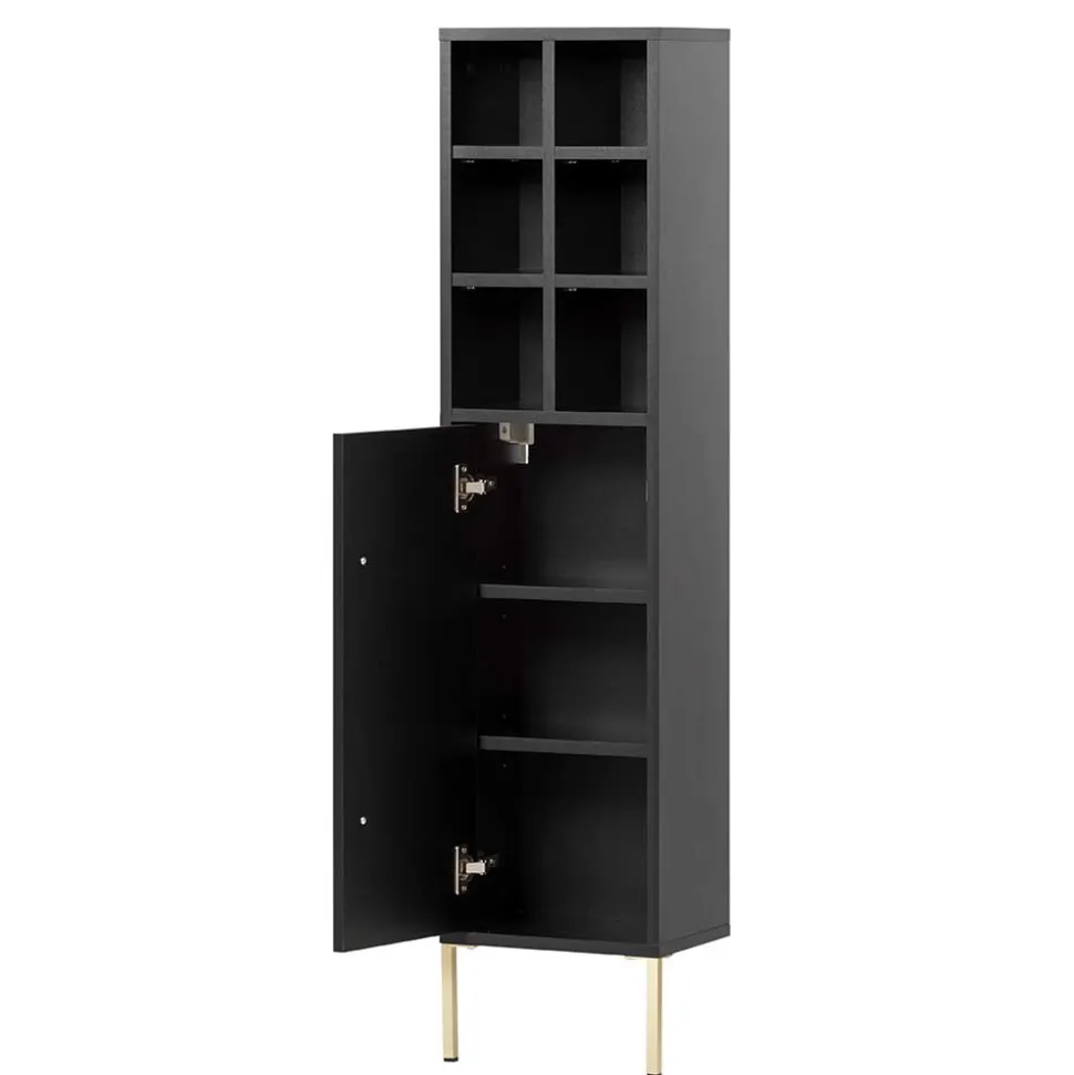 31x131x22 Badschrank in Schwarz & Gold - Vulcanisa