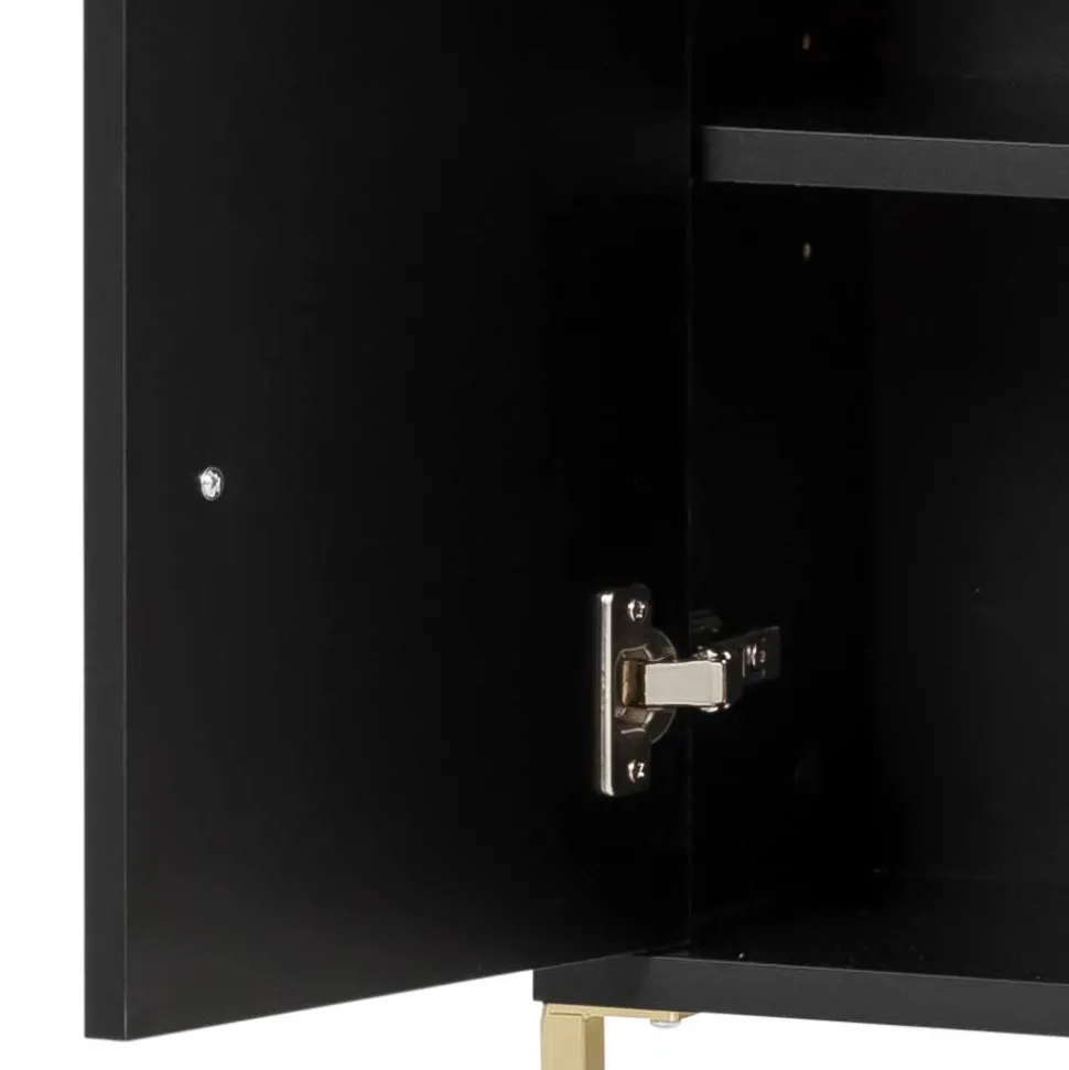 31x131x22 Badschrank in Schwarz & Gold - Vulcanisa