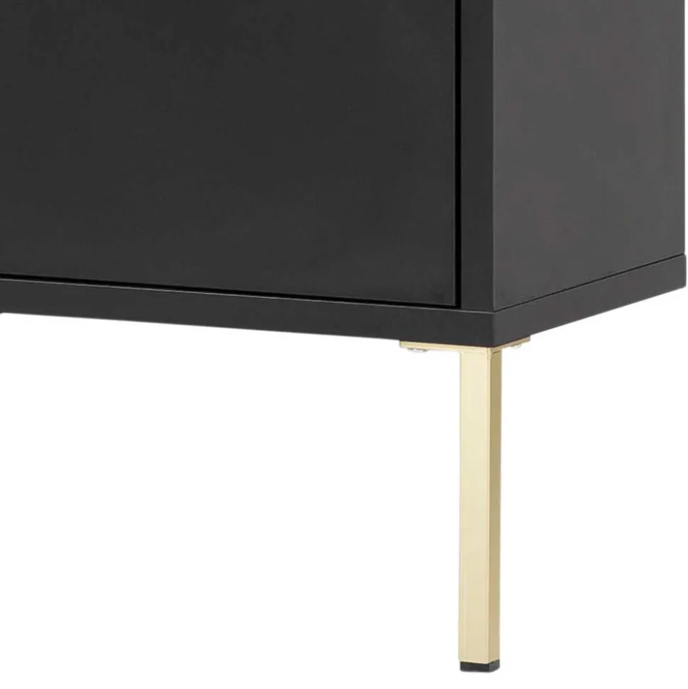 31x131x22 Badschrank in Schwarz & Gold - Vulcanisa