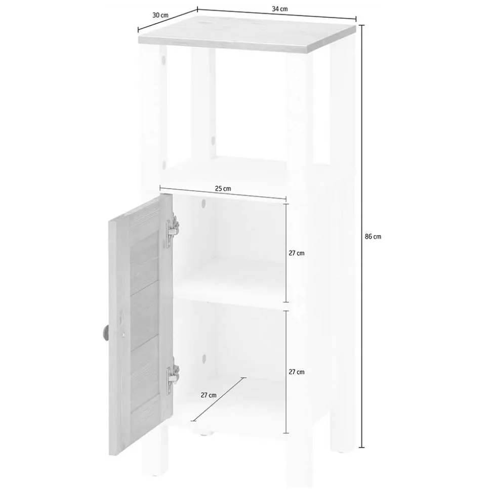 34x86x30 Badschrank mit Lamellentür & Ablage - Zavieca I