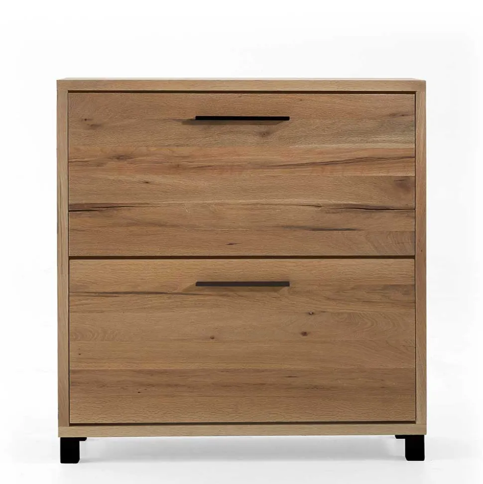 83x87x28 Balkeneiche Schuhkommode mit zwei Klappen - Alsbetas