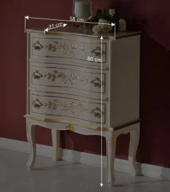 58x80x31 Barock Kommode mit drei Schubladen - Iviada
