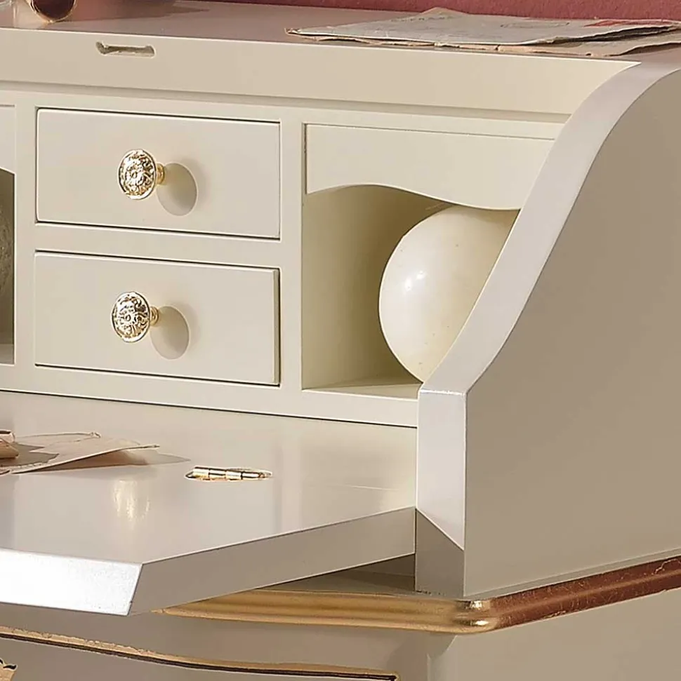 75x88x35 Barock Sekretär in Weiß & Gold - Iviada
