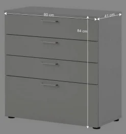 80x84x41 Büro Kommode in Lichtgrau - Bowsla